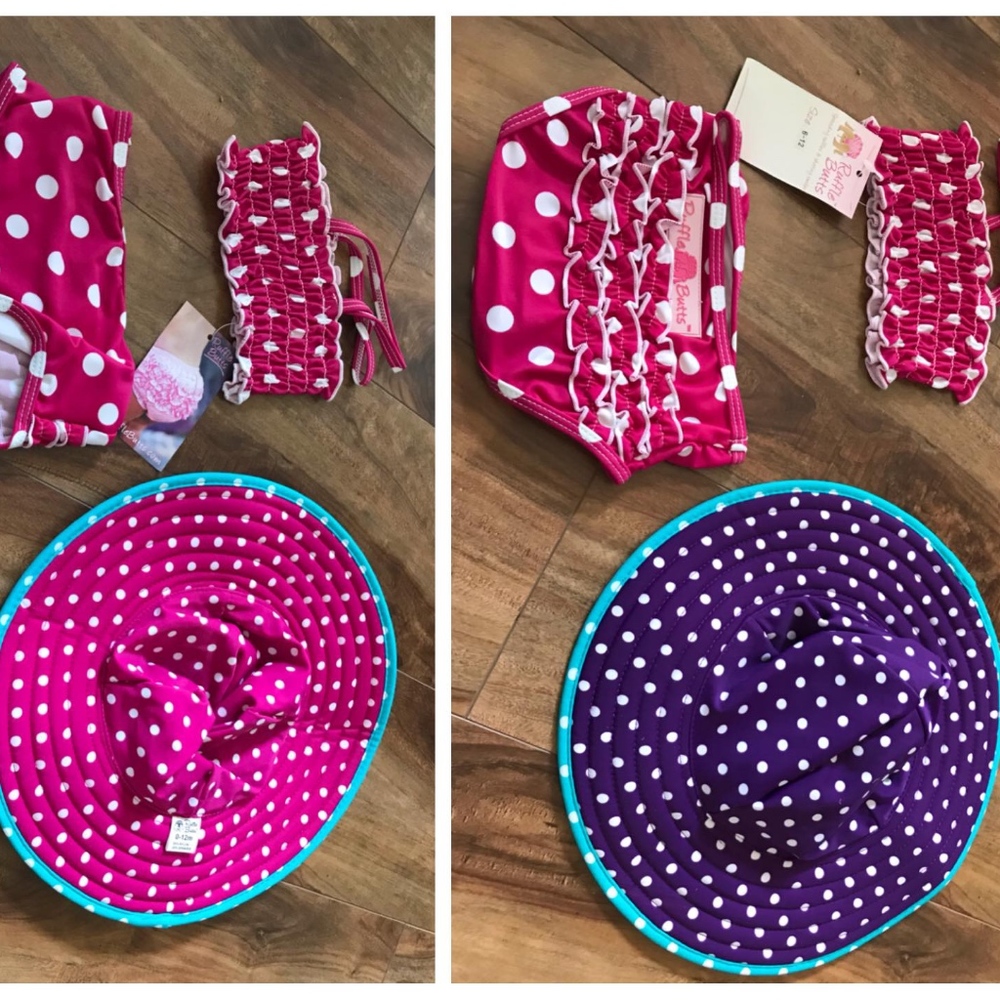 Baby swim suit with hat - Ruffle Butts